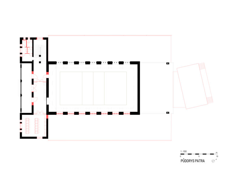 Půdorys patra Sokolovna